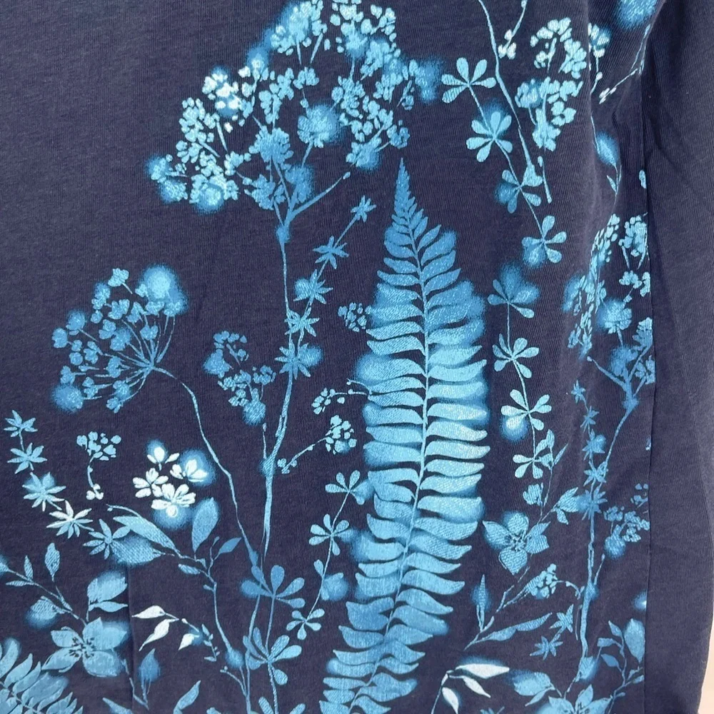 Pure j.jill pj floral knit tunic blue floral tee shirt short sleeve size large - Picture 9 of 9